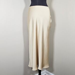 C'Isa slip skirt Champagne Pull On Silky Satin Skirt Dressy Blogger Fave M